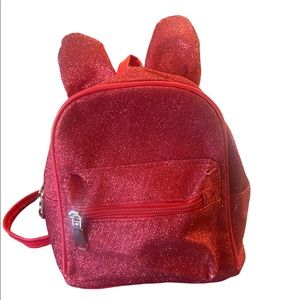 Red glitter Bunny rabbit ear mini backpack